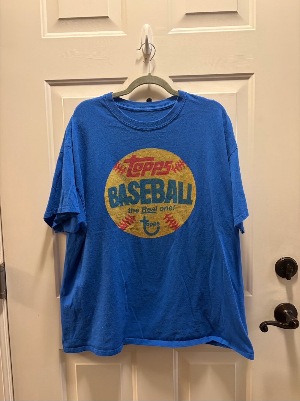 Topps Blue Baseball Graphic Tee with Yellow Logo